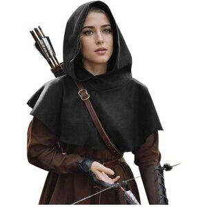 Medieval Cowl Hood Renaissance Hood Halloween Short Hooded Cape for